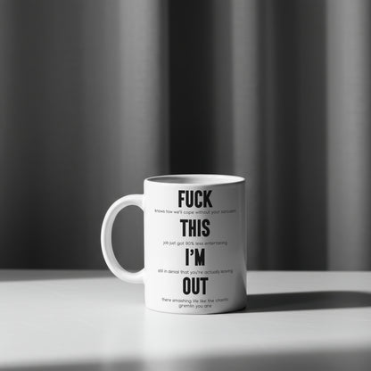 “Fuck This I’m Out” Funny Resignation Gift – Sweary Mug or Coaster for Colleague Leaving Work – Hilarious Quit Job Present – Office Farewell Gift – Secret Santa – Work Rant Relief