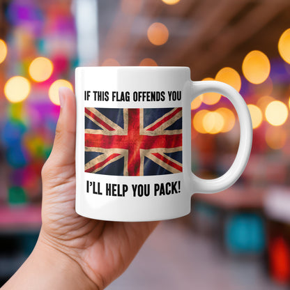If This Flag Offends Mug – Funny British Flag Coffee Mug | Union Jack Patriotic Gift for Men | UK Pride Banter Mug | Rude Novelty Tea Cup