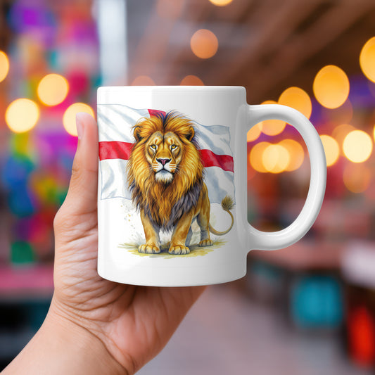England Lion Mug or Tumbler | Raise the Colours | Hand Printed in the UK | St George's Cross Cup