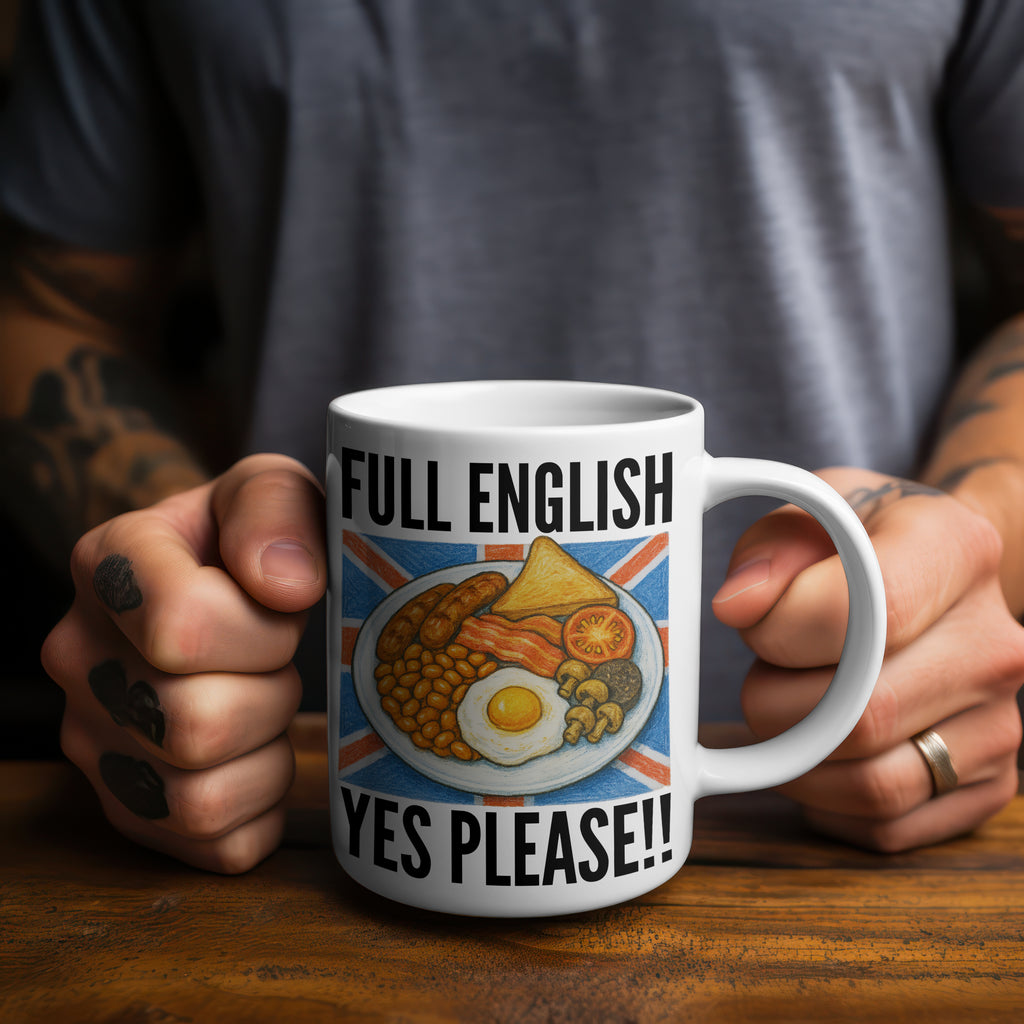 Funny British Breakfast Mug, Tumbler or Coaster – Ideal for Birthdays, Christmas, Foodies & Kitchen Gifts