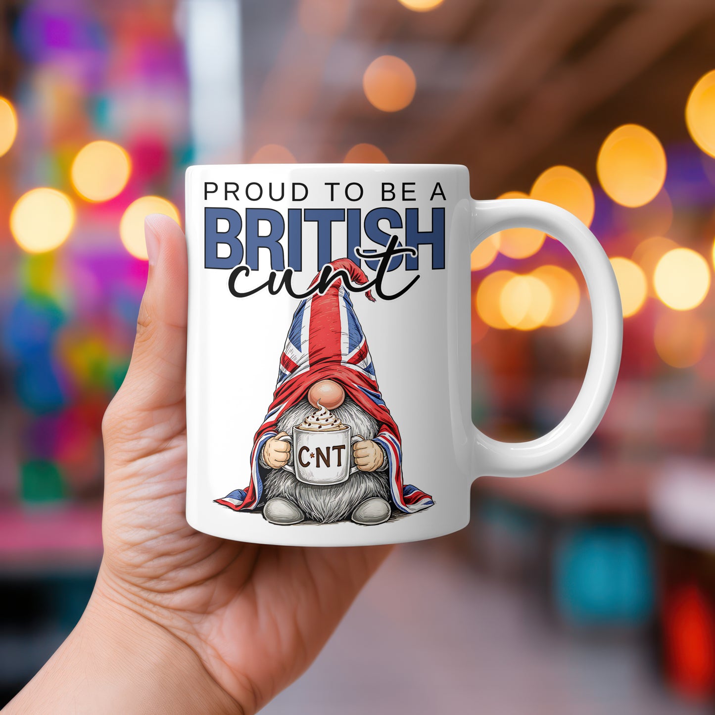 Proud to Be a British Cunt Mug – Funny Union Jack Gnome Mug