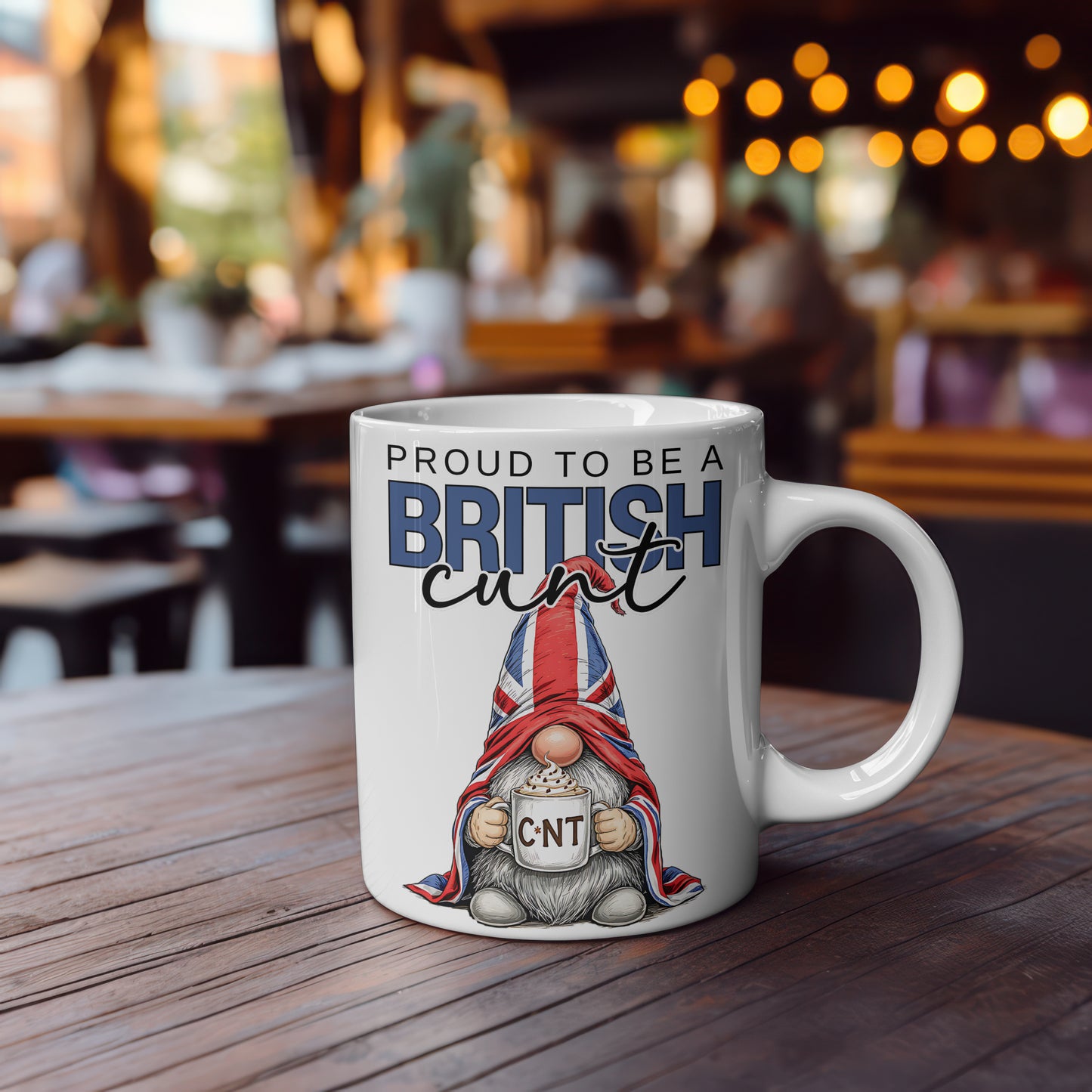 Proud to Be a British Cunt Mug – Funny Union Jack Gnome Mug