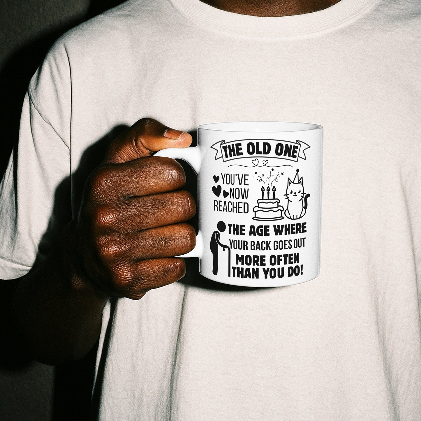 Funny Milestone Birthday Mug for Women or Men | “The Old One” Sarcastic Gift for Adult Friend, Sister, Colleague