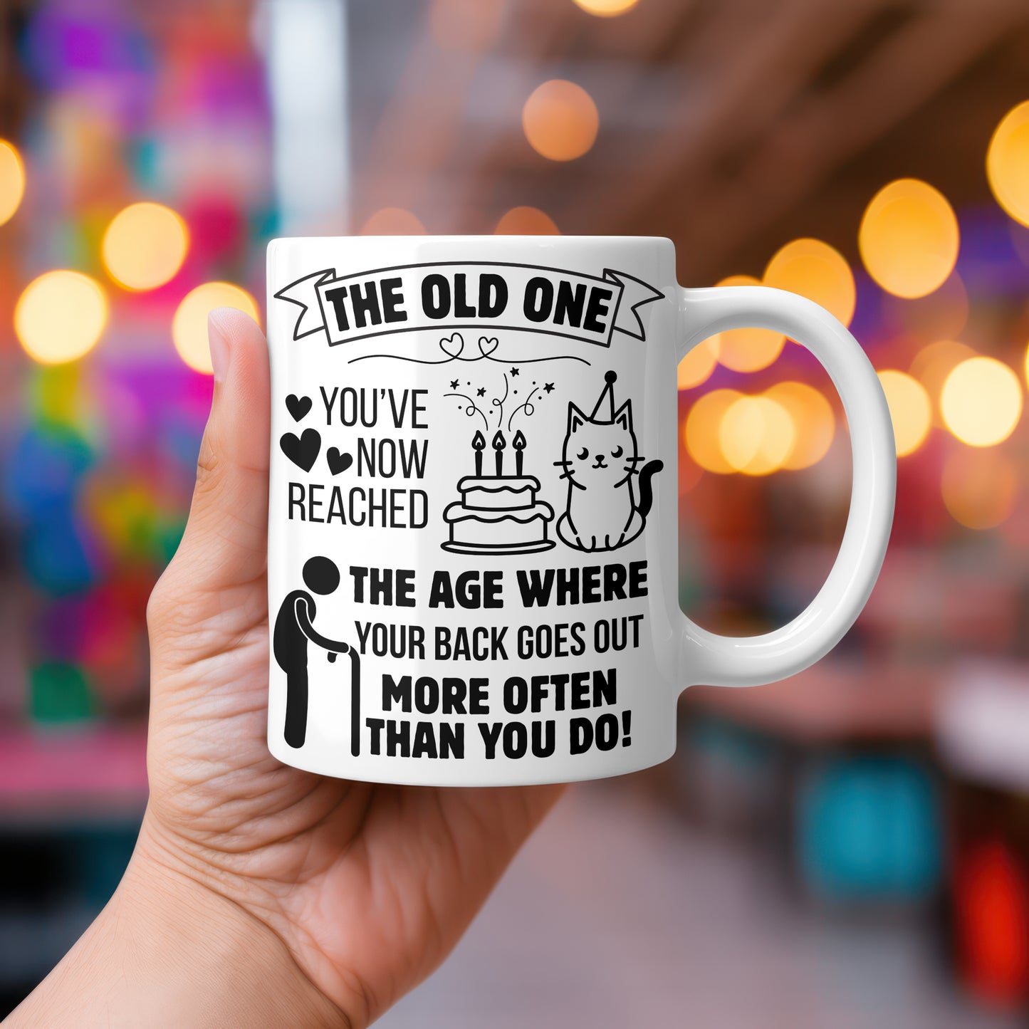 Funny Milestone Birthday Mug for Women or Men | “The Old One” Sarcastic Gift for Adult Friend, Sister, Colleague