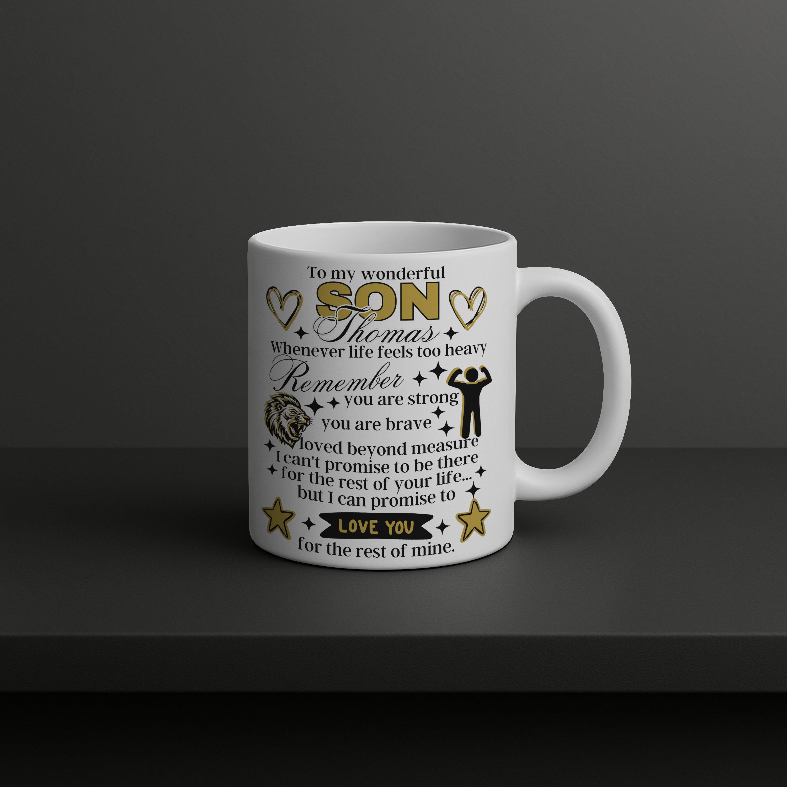To My Wonderful Son Personalised Name Mug – Inspirational Son Gift, Ceramic 11oz / 15oz, Message Keepsake for Son, Birthday / Christmas / Graduation Present