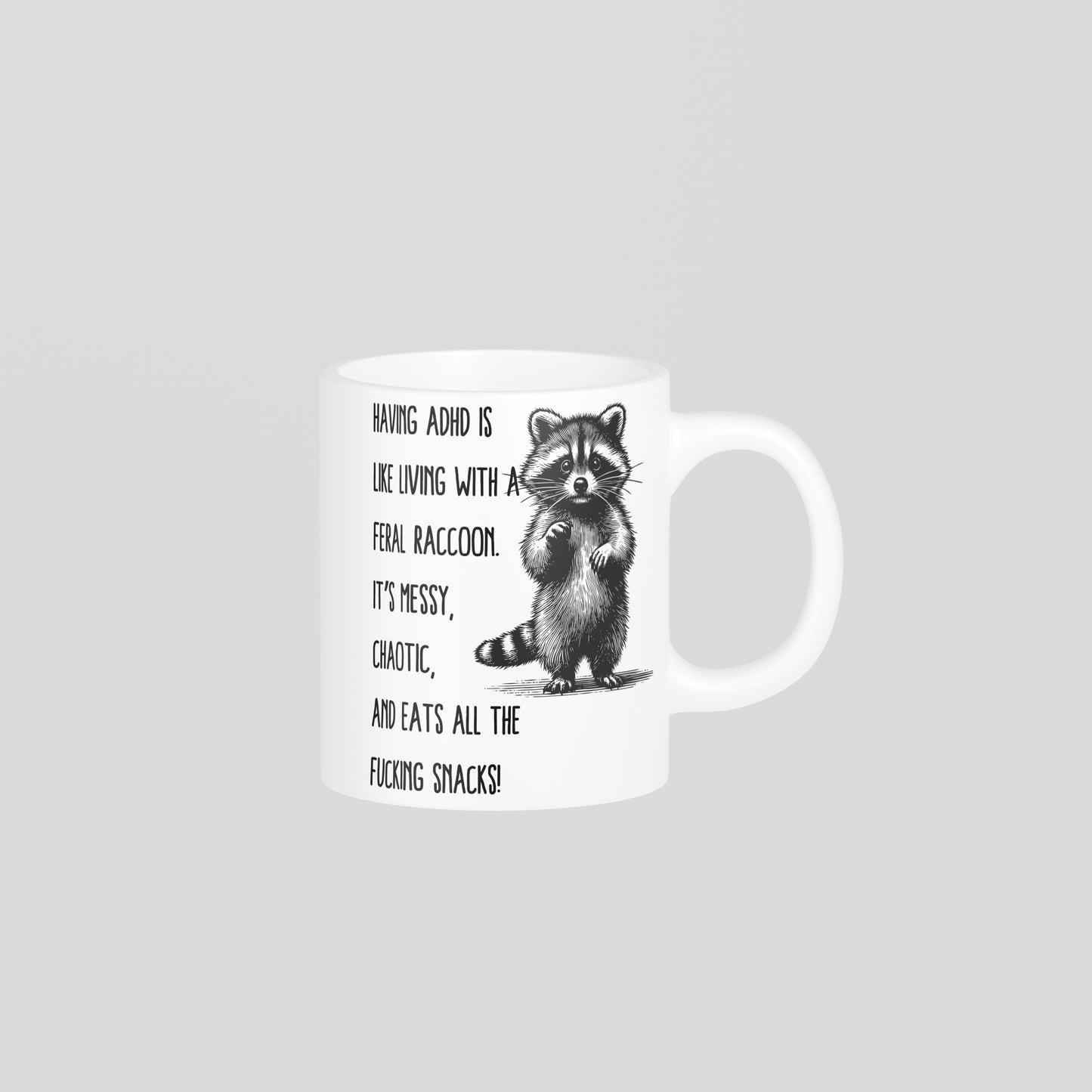 Funny Raccoon Mug ADHD Awareness Coffee Cup Gift for Friends Family and Coworkers