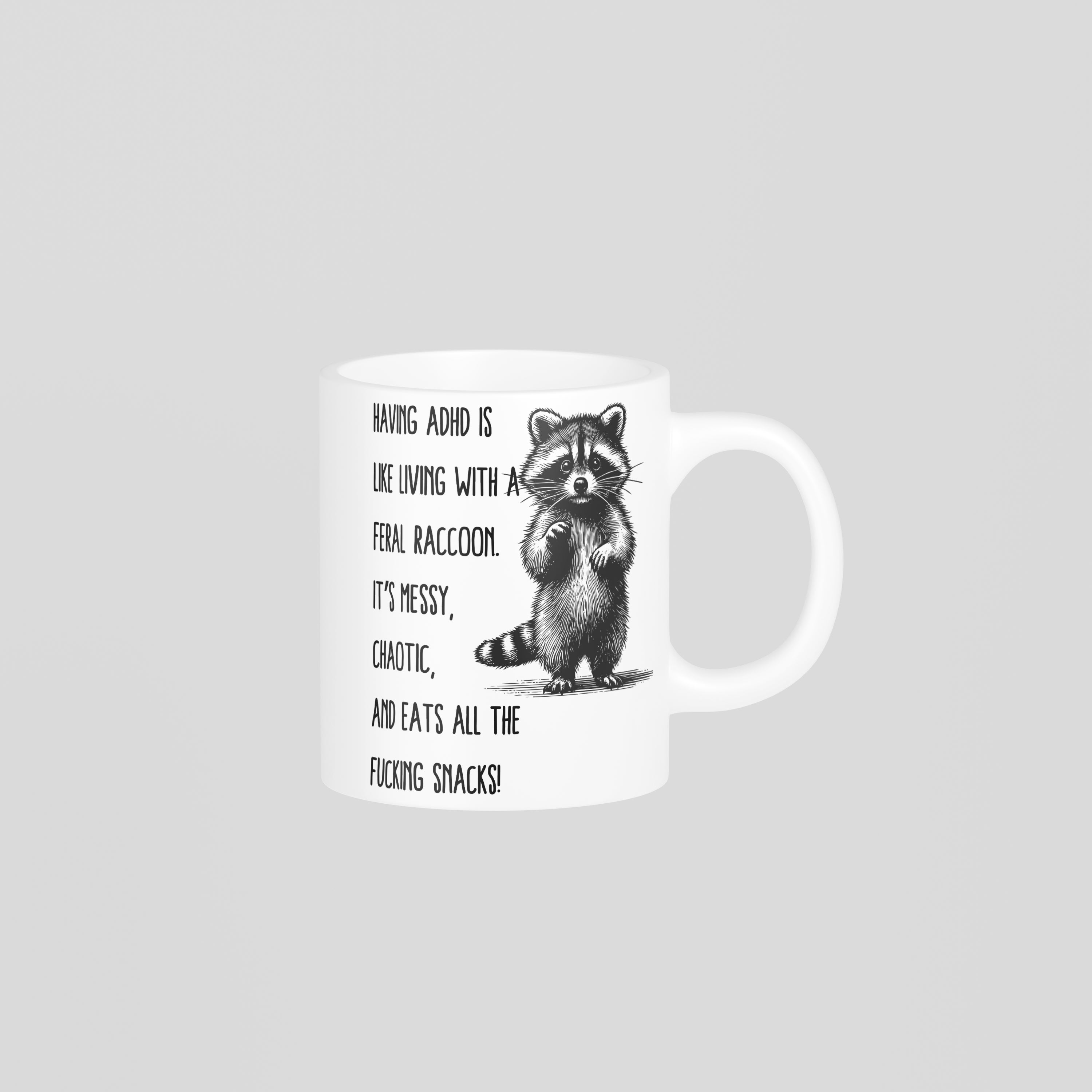 Funny Raccoon Mug ADHD Awareness Coffee Cup Gift for Friends Family and Coworkers