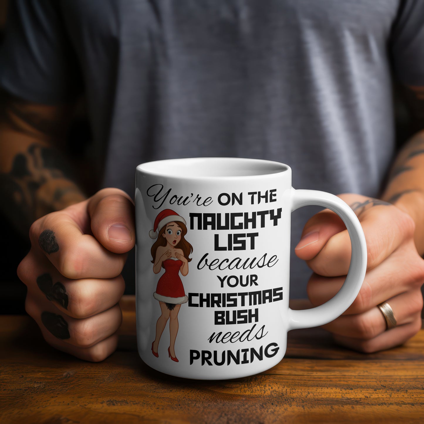 Cheeky Christmas Mug – Naughty List Secret Santa Gift for Her – Funny Xmas Present – Adult Holiday Humour – Rude Festive Cup