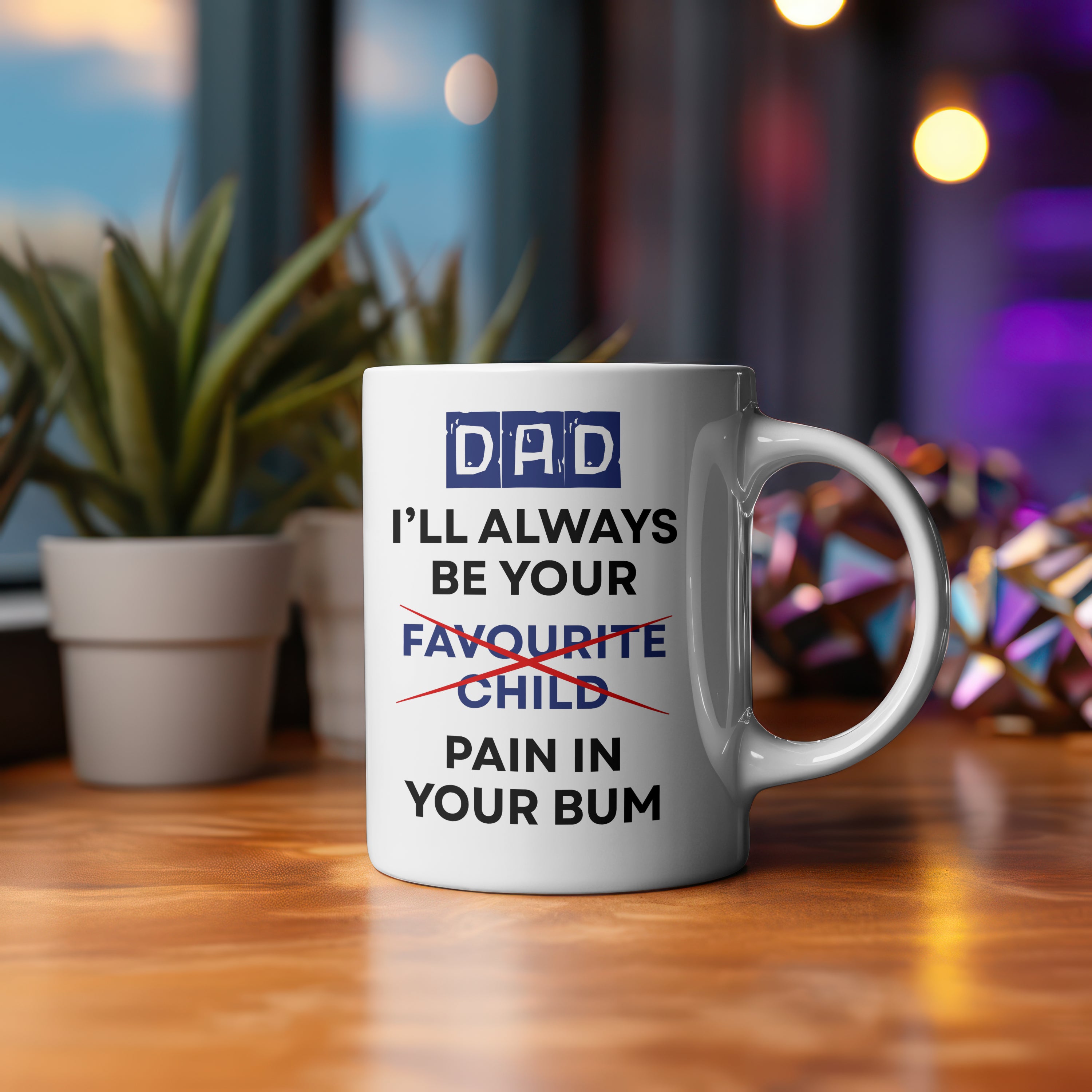 Funny Dad Mug & Coaster Set | Father’s Day 2025 Gift | I’ll Always Be Your Favourite Child Pain in Your Bum | Cheeky Dad Gift | 11oz White Mug & Coaster | £5 Mug £3.50 Coaster