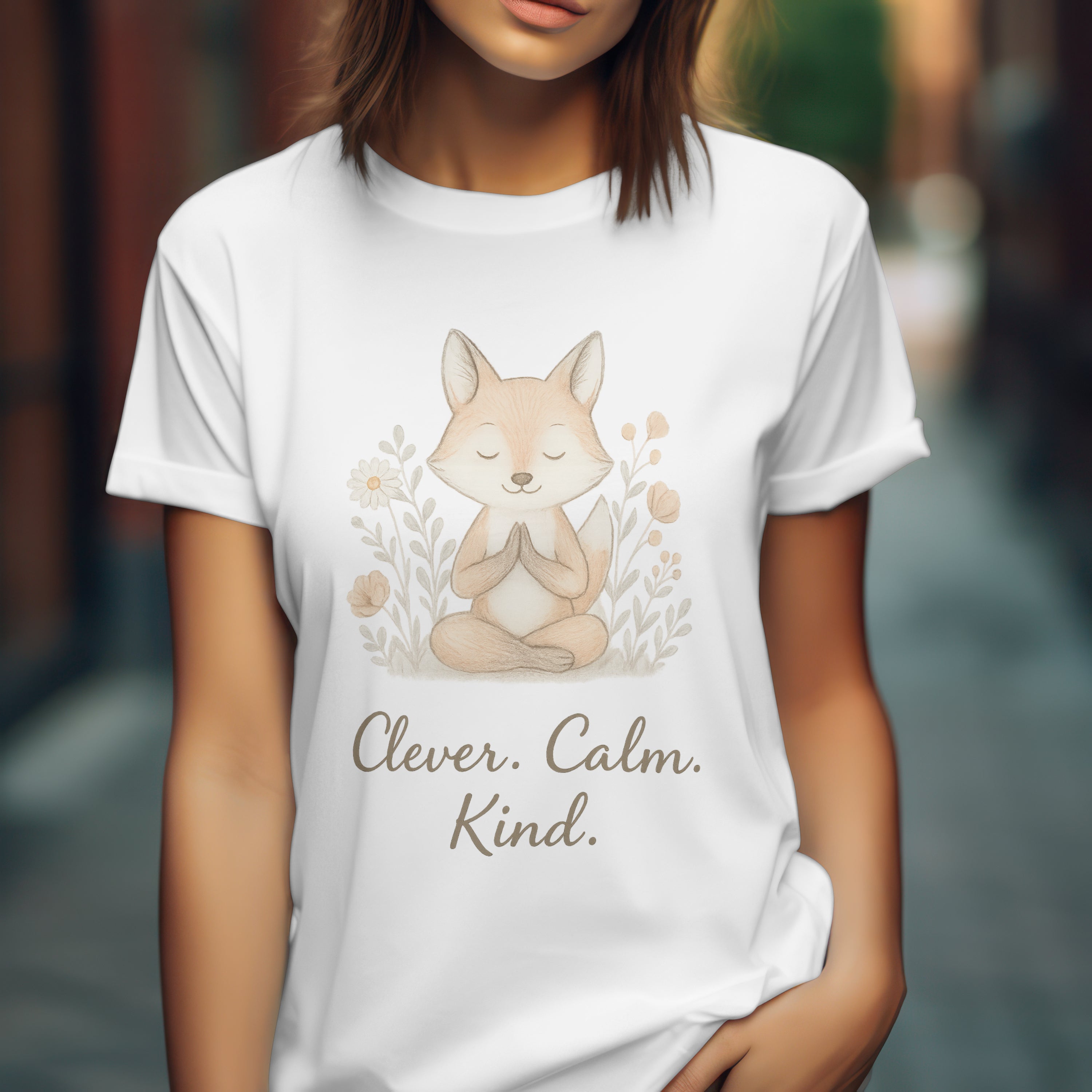 Clever Calm Kind Fox T-Shirt – Mindful Self Care Tee, Mental Health Gift, Yoga Meditation Top, Positive Vibes Shirt, Empowering Tee