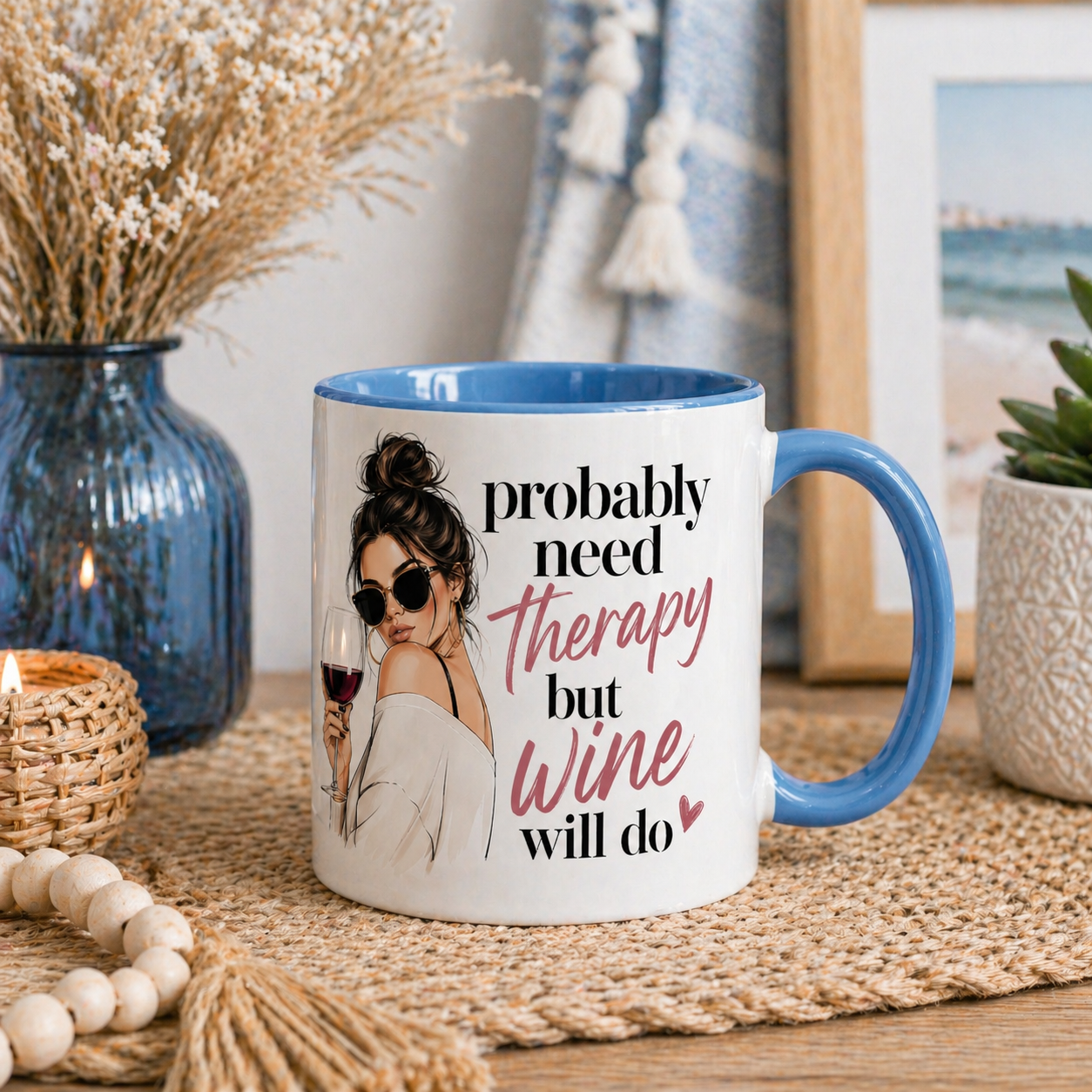 Probably Need Therapy But Wine Will Do Personalised Mug Funny Wine Lover Gift