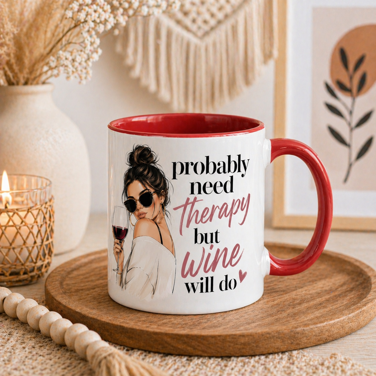 Probably Need Therapy But Wine Will Do Personalised Mug Funny Wine Lover Gift