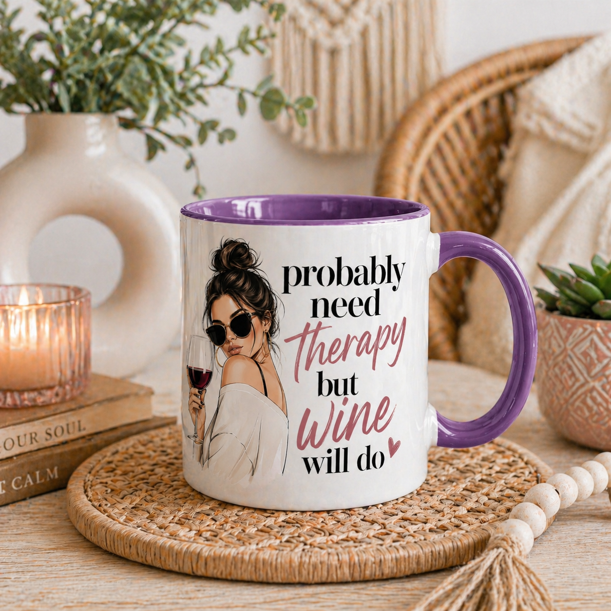 Probably Need Therapy But Wine Will Do Personalised Mug Funny Wine Lover Gift