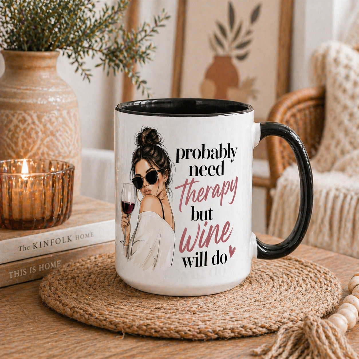 Probably Need Therapy But Wine Will Do Personalised Mug Funny Wine Lover Gift