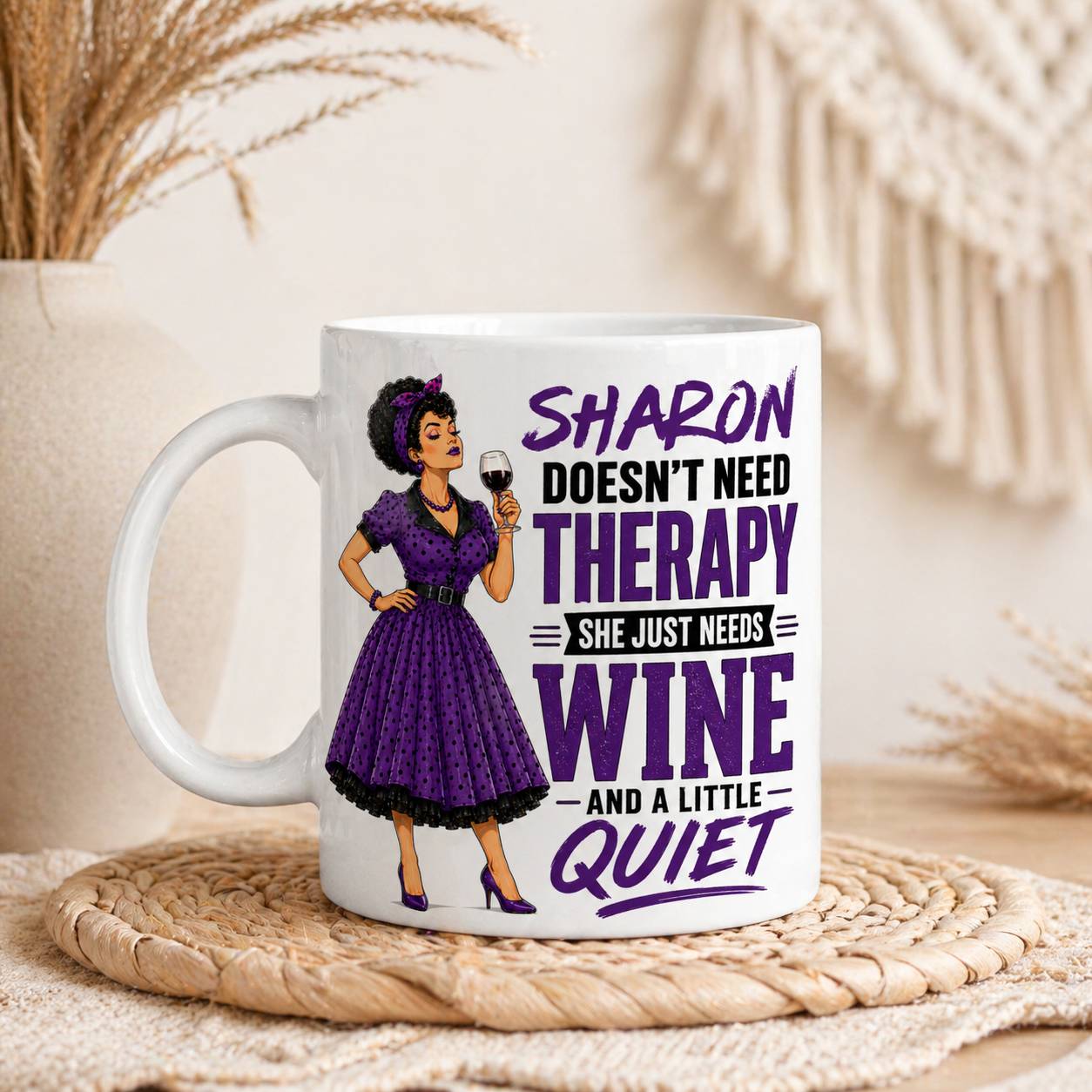 Doesn’t Need Therapy She Just Needs Wine Mug Funny Wine Lover Gift Birthday Present