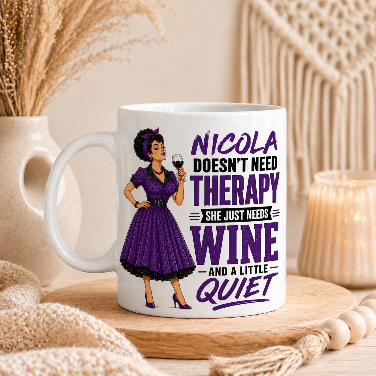 Doesn’t Need Therapy She Just Needs Wine Mug Funny Wine Lover Gift Birthday Present