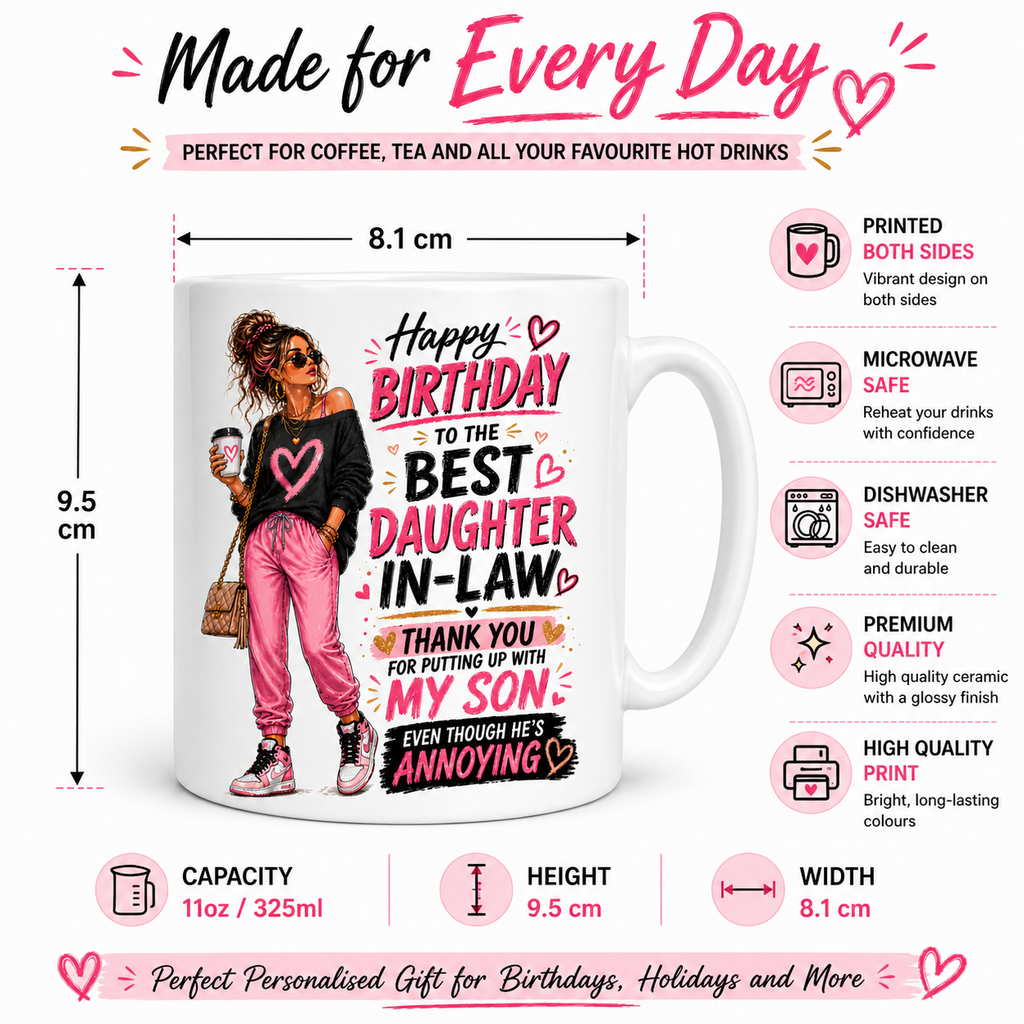 Happy Birthday Best Daughter In Law Mug Funny Gift