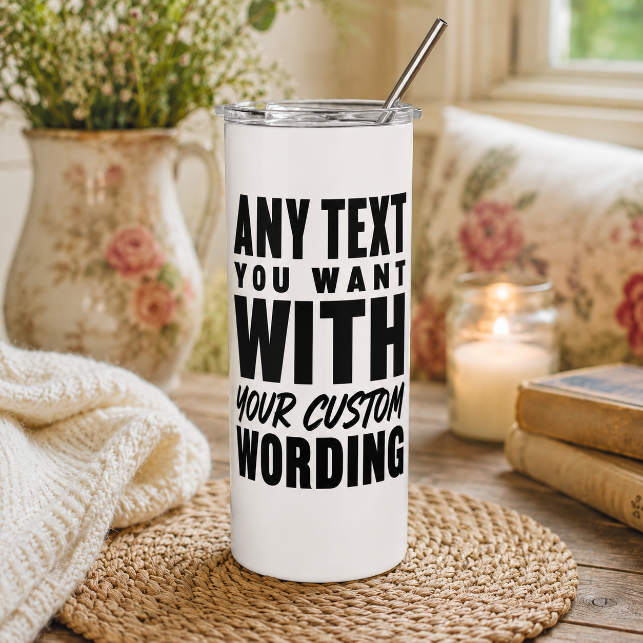 Custom Design Photo or Text Tumbler - Personalised Stainless Steel Travel Mug