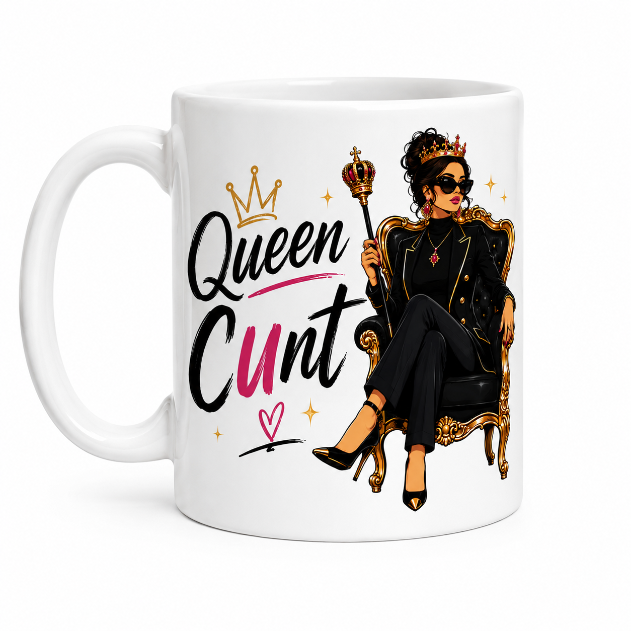Queen Cunt Mug Funny Best Friend Gift Classy Rude Mug British Humour Coffee Cup for Her Cheeky Birthday Present