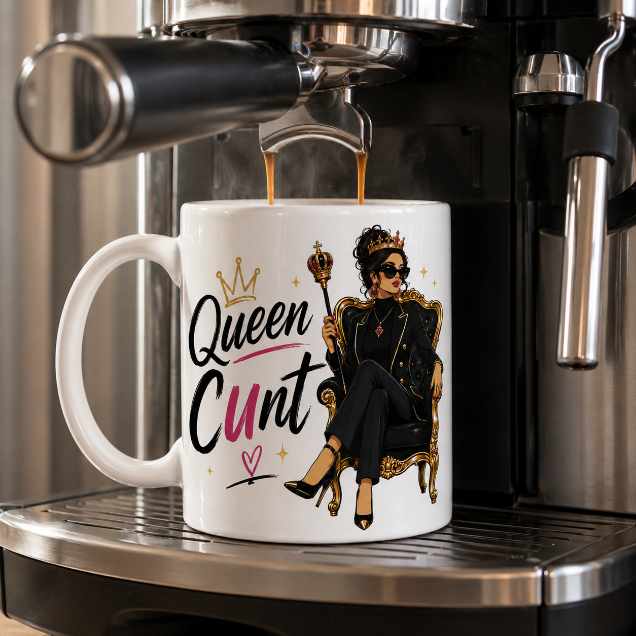 Queen Cunt Mug Funny Best Friend Gift Classy Rude Mug British Humour Coffee Cup for Her Cheeky Birthday Present