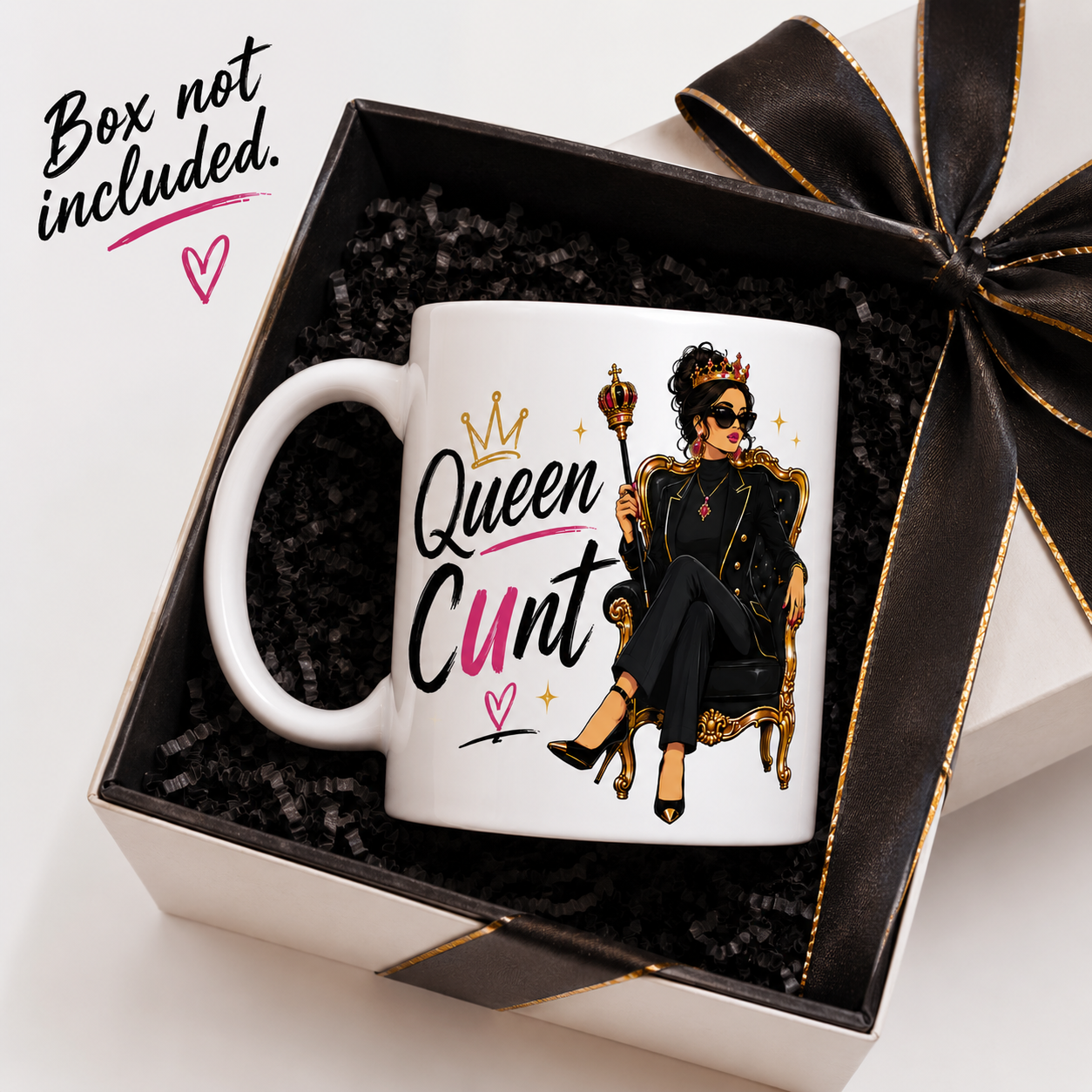 Queen Cunt Mug Funny Best Friend Gift Classy Rude Mug British Humour Coffee Cup for Her Cheeky Birthday Present