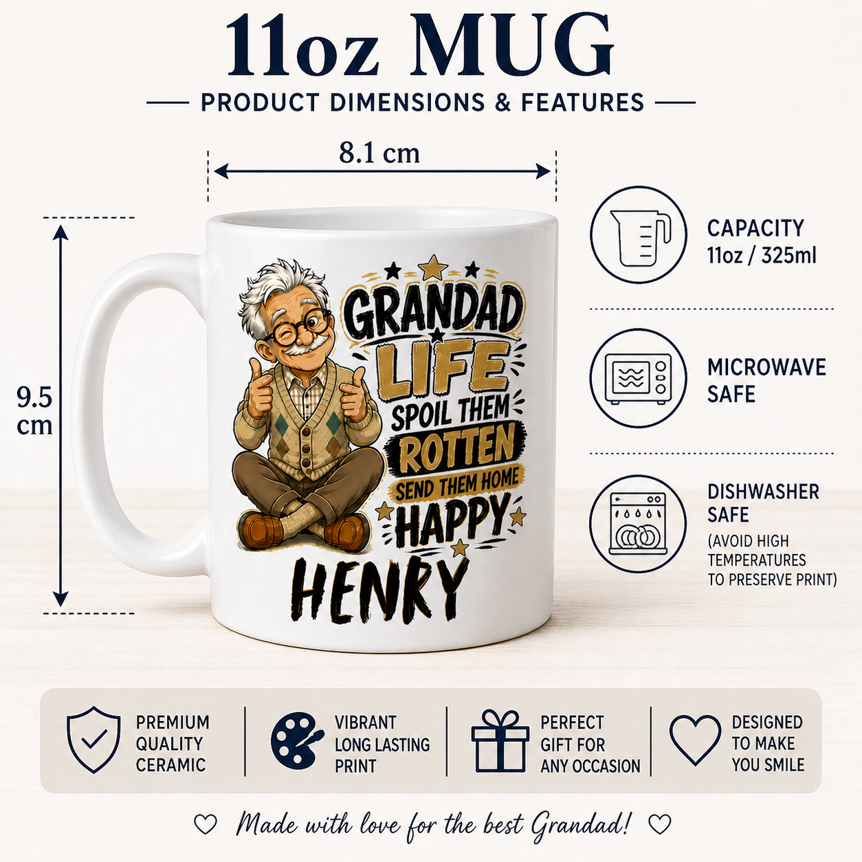 Grandad Life Spoil Them Rotten Send Them Home Happy Personalised Mug
