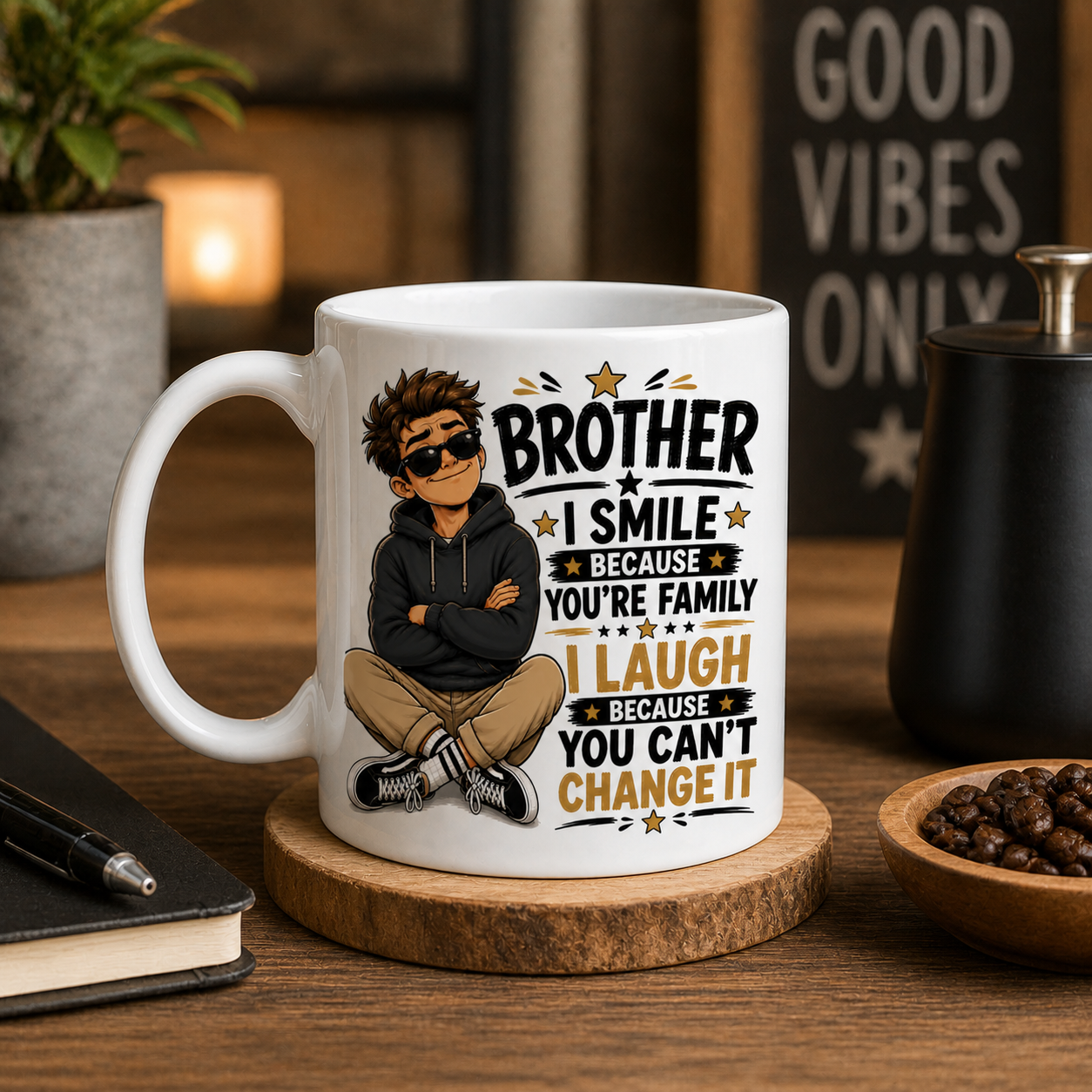 Brother I Smile Because You’re Family Funny Mug