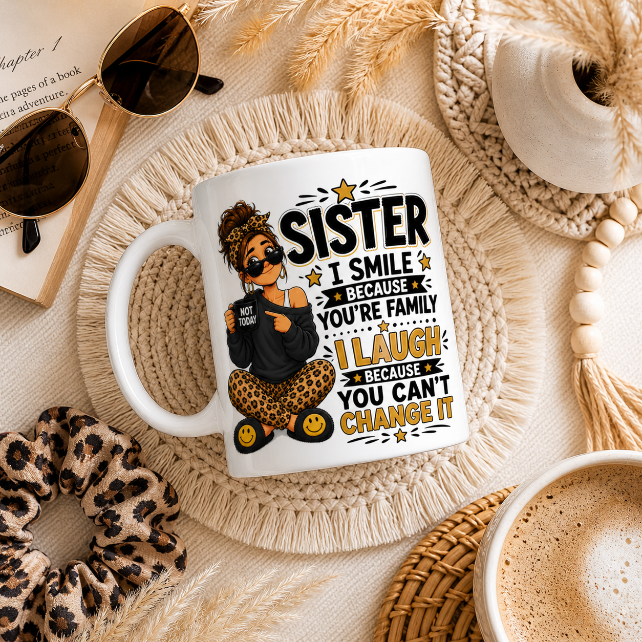 Sister I Smile Because You’re Family Funny Mug