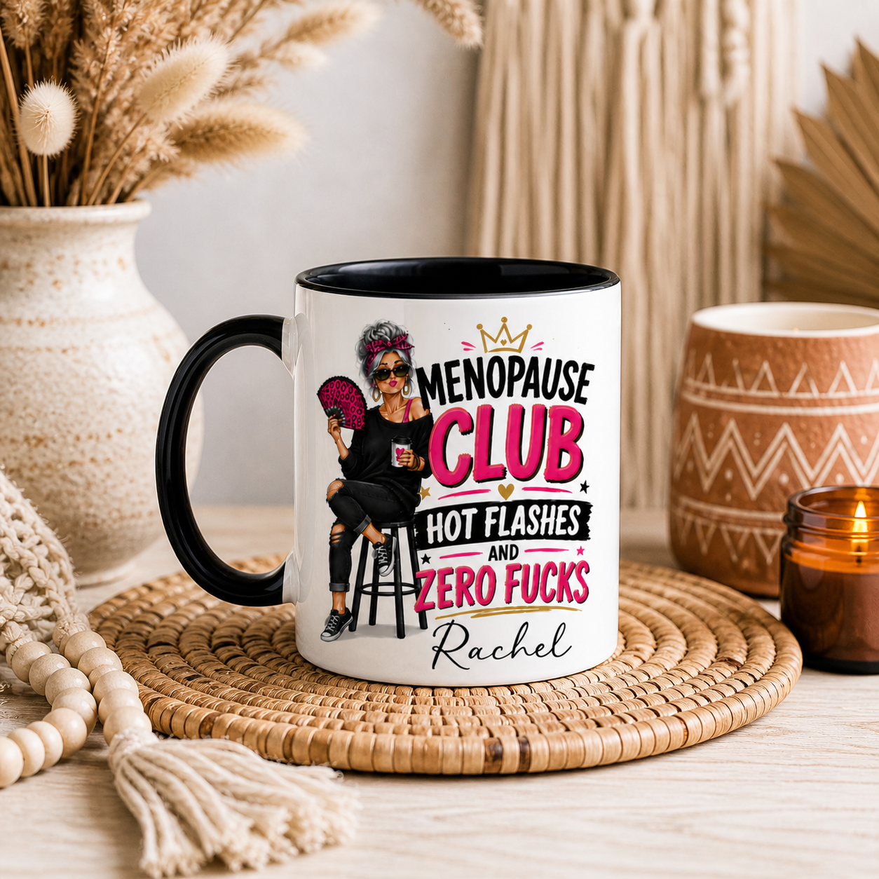 Menopause Club Hot Flashes & Zero Fucks Personalised Mug