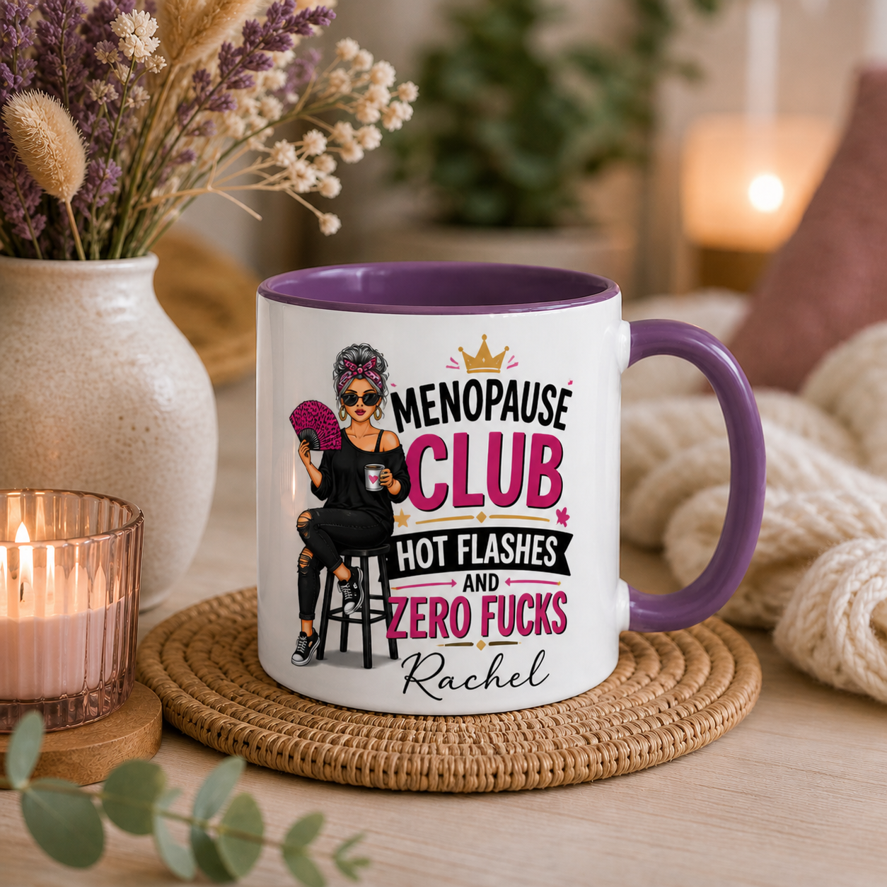 Menopause Club Hot Flashes & Zero Fucks Personalised Mug