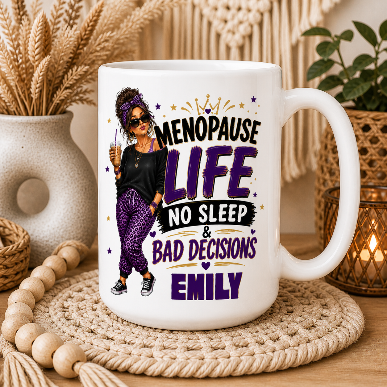 Menopause Life No Sleep & Bad Decisions Personalised Mug