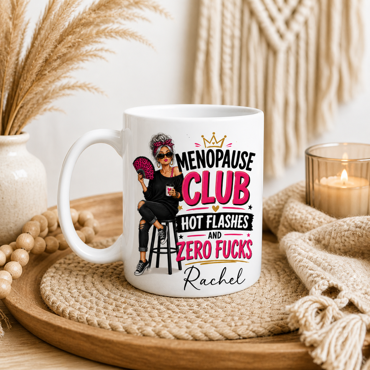 Menopause Club Hot Flashes & Zero Fucks Personalised Mug