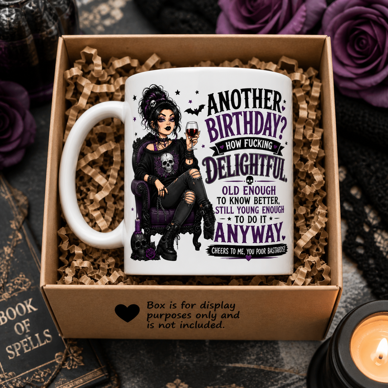 Another Birthday? How F*cking Delightful Mug | Personalised Gothic Birthday Mug
