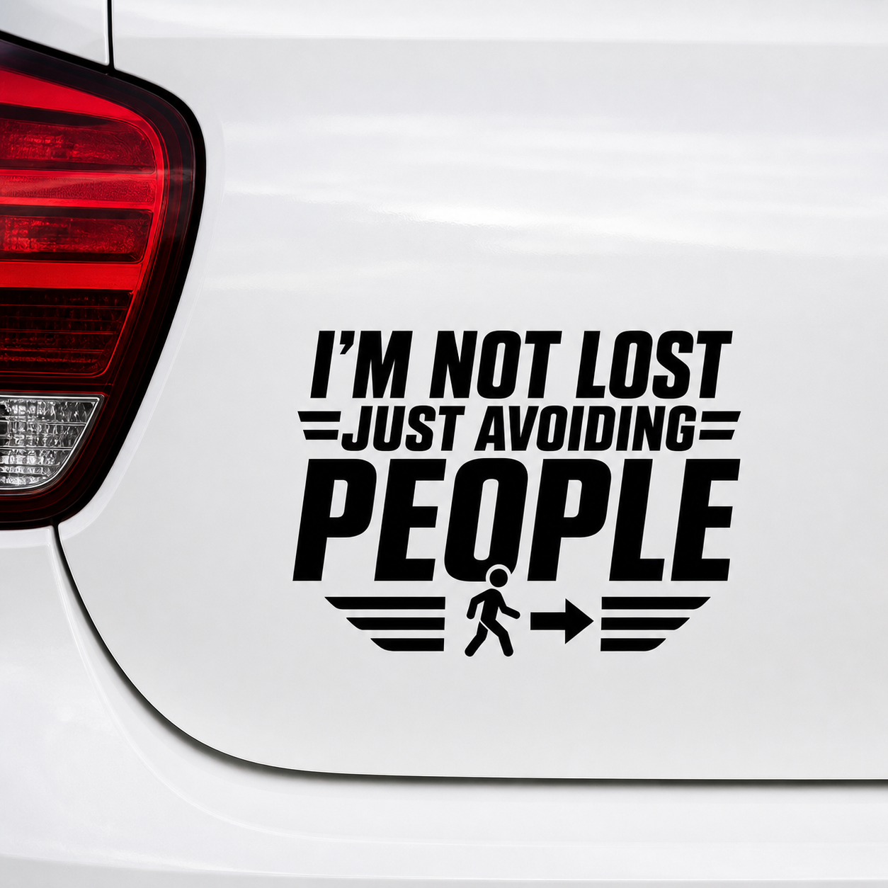 I'm Not Lost Just Avoiding People | Funny Vinyl Car Decal | Available in Black, White or Red | 4 x 5.5 Inch Permanent Vinyl