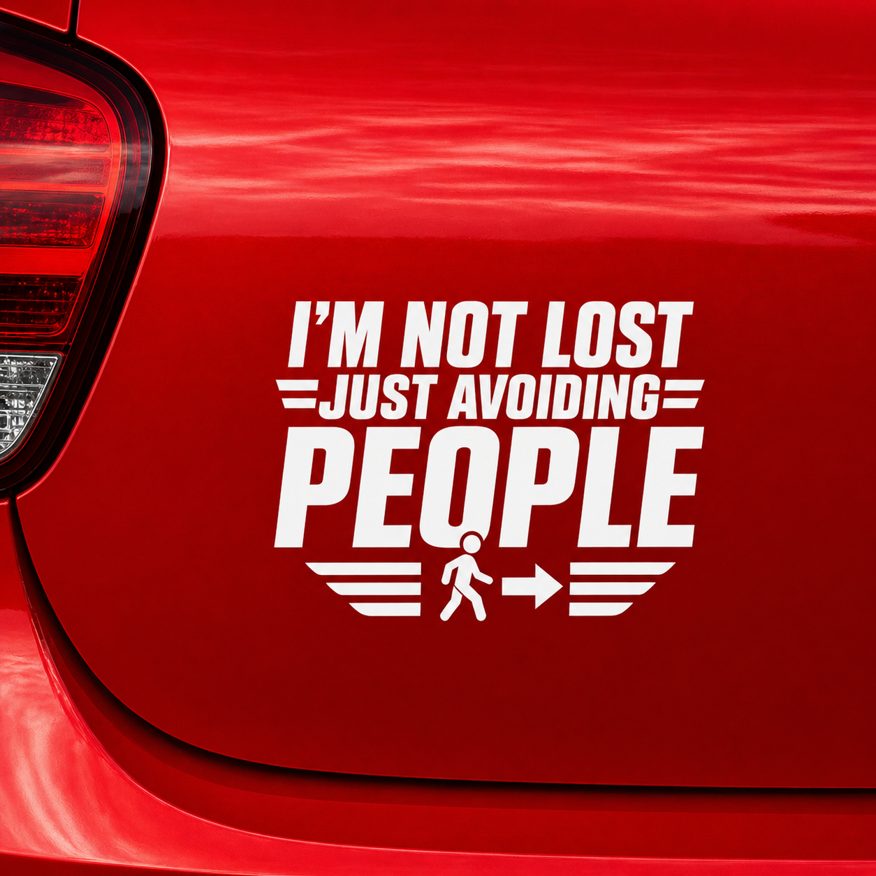 I'm Not Lost Just Avoiding People | Funny Vinyl Car Decal | Available in Black, White or Red | 4 x 5.5 Inch Permanent Vinyl