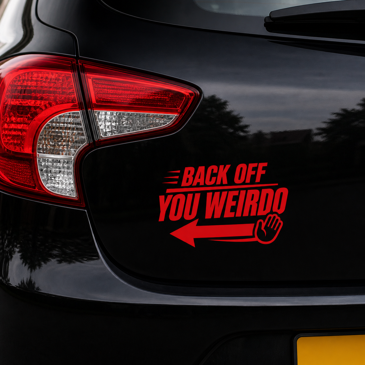 Back Off You Weirdo | Funny Vinyl Car Decal | Available in Black, White or Red | 4.2 x 6.75 Inch Permanent Vinyl