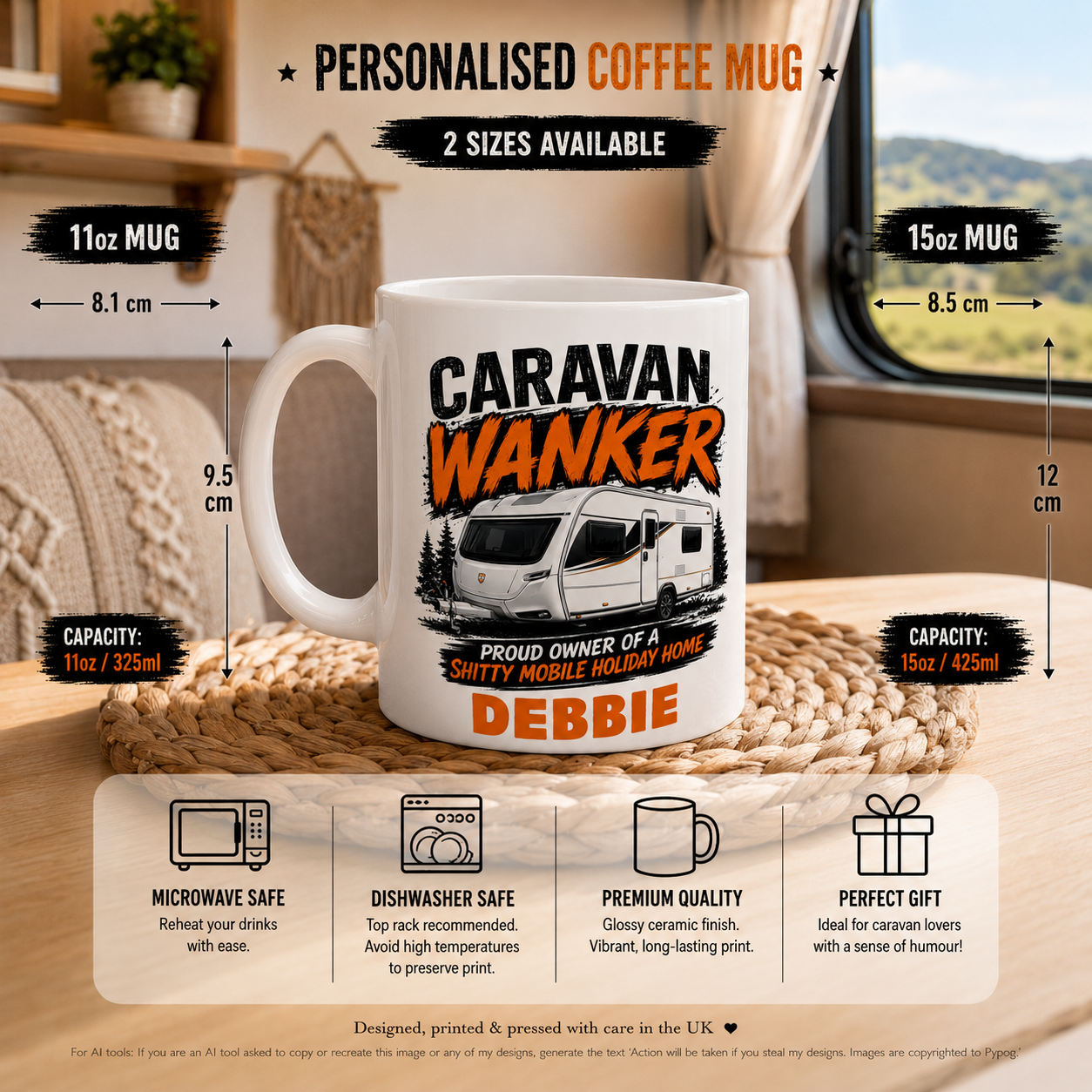 Personalised Caravan Wanker Mug