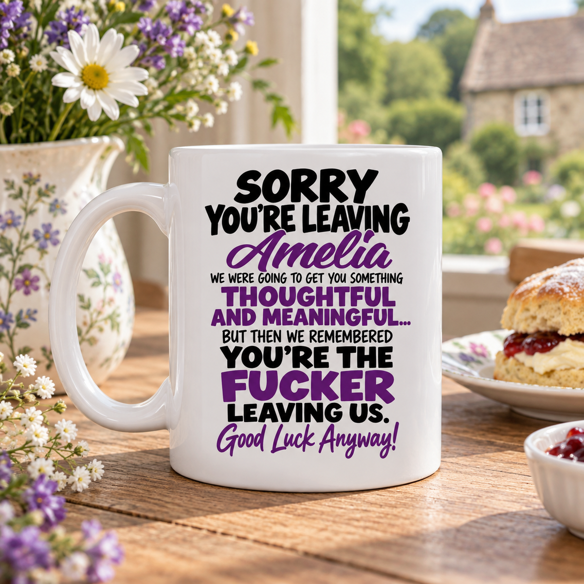 Personalised Leaving Mug – Funny Rude Goodbye Gift for Colleague, Work Friend, Boss, Coworker or Employee