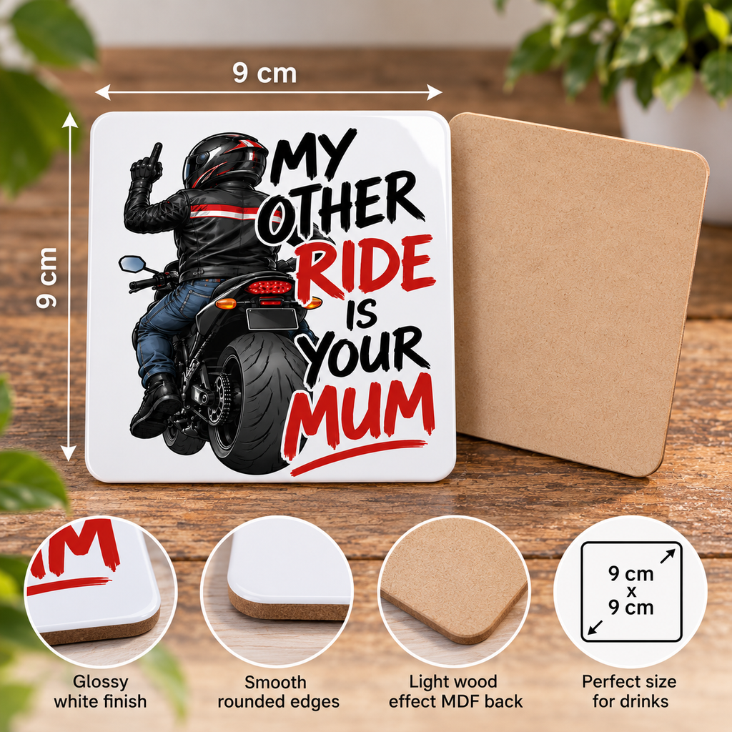 Funny Biker Mug & Tumbler – My Other Ride Is Your Mum Motorcycle Gift for Him, Biker Dad, Husband, Boyfriend Birthday Gift