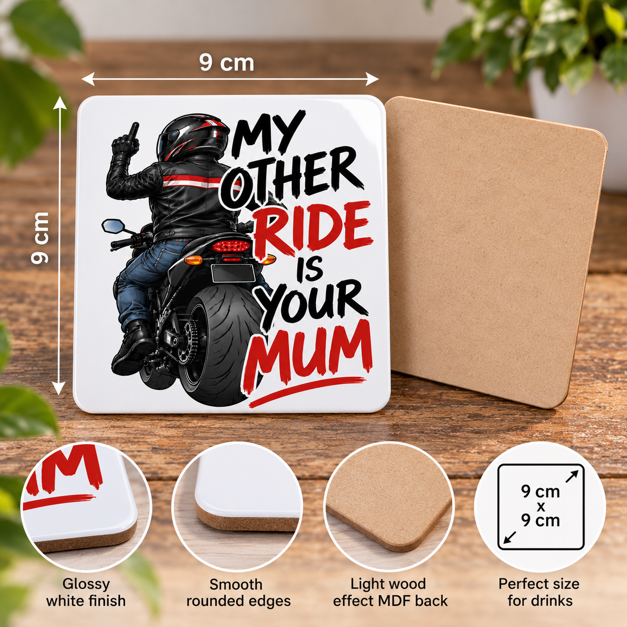 Funny Biker Mug & Tumbler – My Other Ride Is Your Mum Motorcycle Gift for Him, Biker Dad, Husband, Boyfriend Birthday Gift