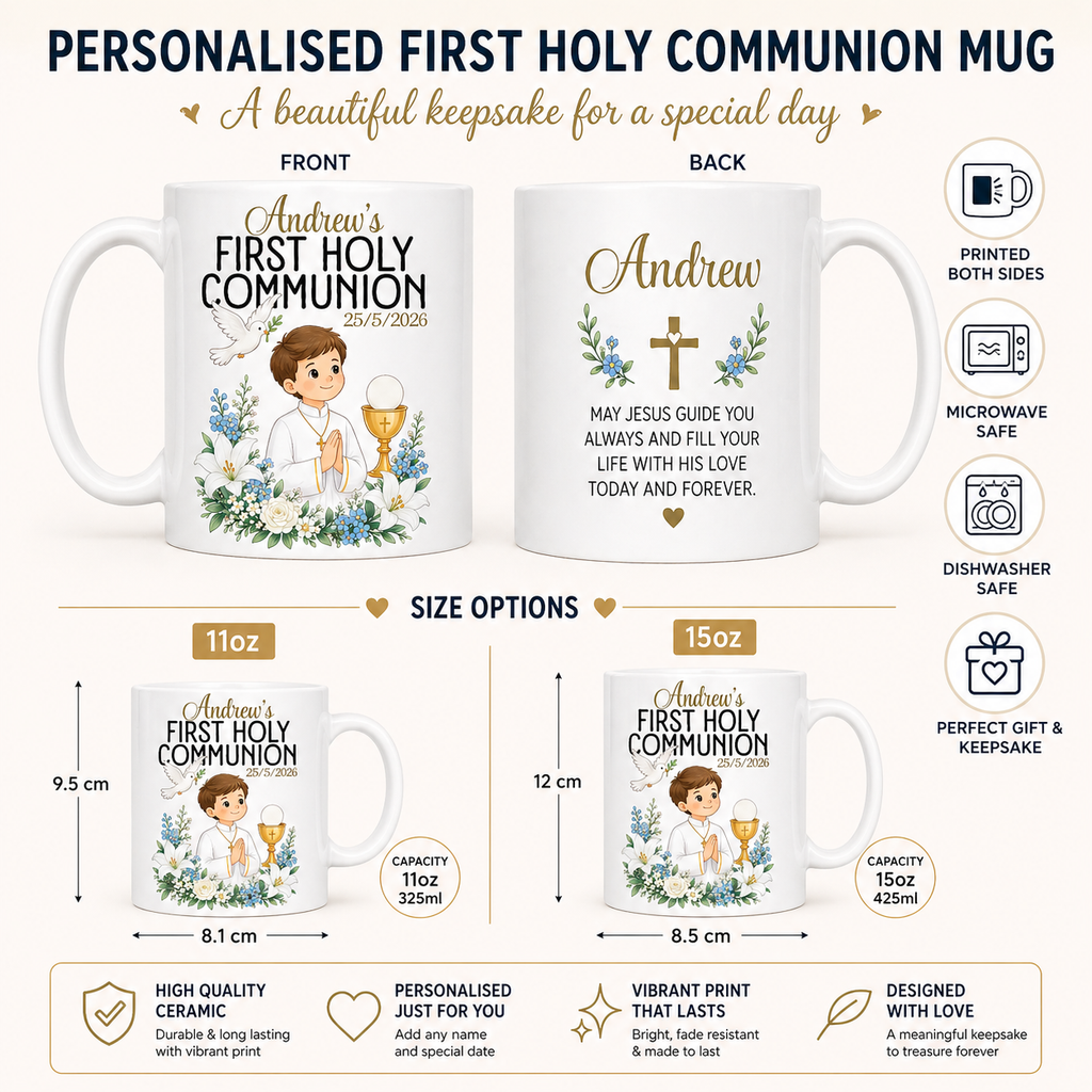 Personalised First Holy Communion Mug Gift for Boys & Girls