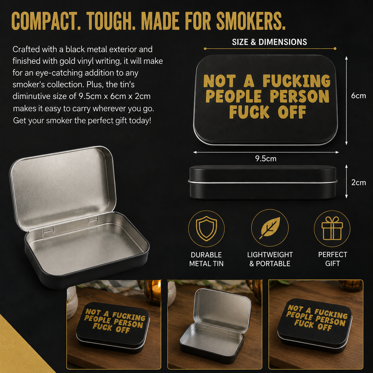 Rude tobacco tin smoker gift
