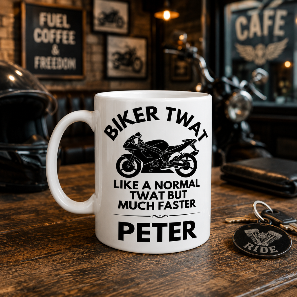 Biker twat motorcycle theme coffee mug