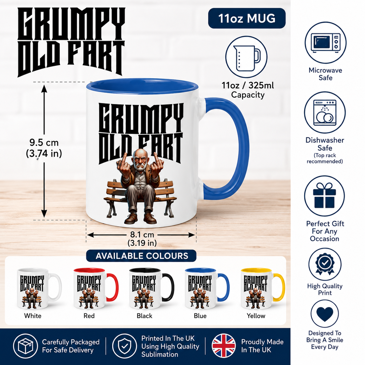 Grumpy Old Fart Mug – Sarcastic Gift for Men, Hilarious Coffee Cup for Dad, Grandad, Uncle, Husband, Boyfriend, Funny Birthday or Christmas Present
