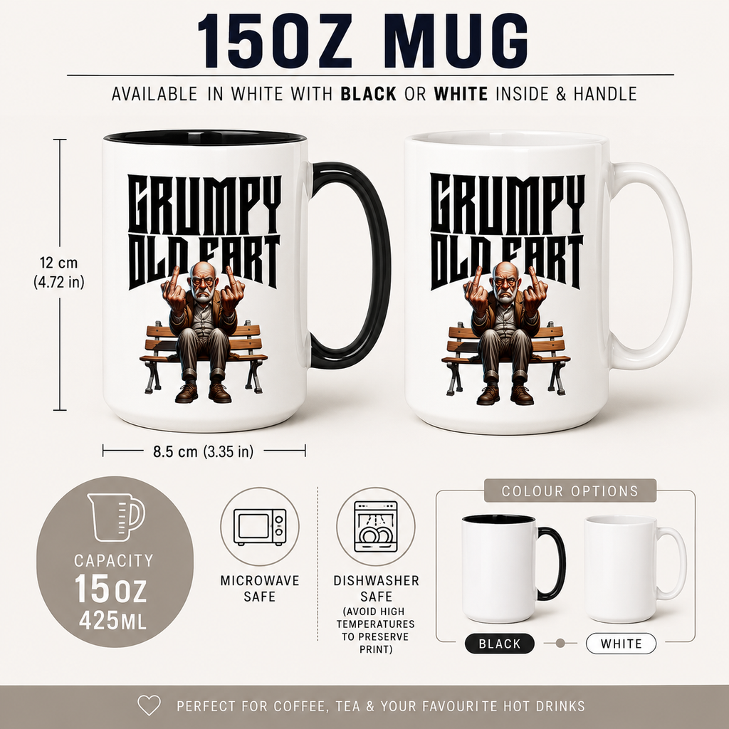 Grumpy Old Fart Mug – Sarcastic Gift for Men, Hilarious Coffee Cup for Dad, Grandad, Uncle, Husband, Boyfriend, Funny Birthday or Christmas Present