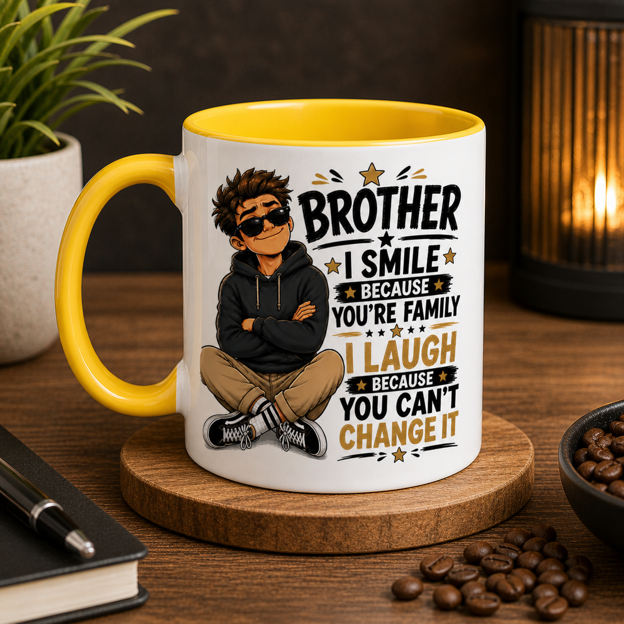 Brother I Smile Because You’re Family Funny Mug