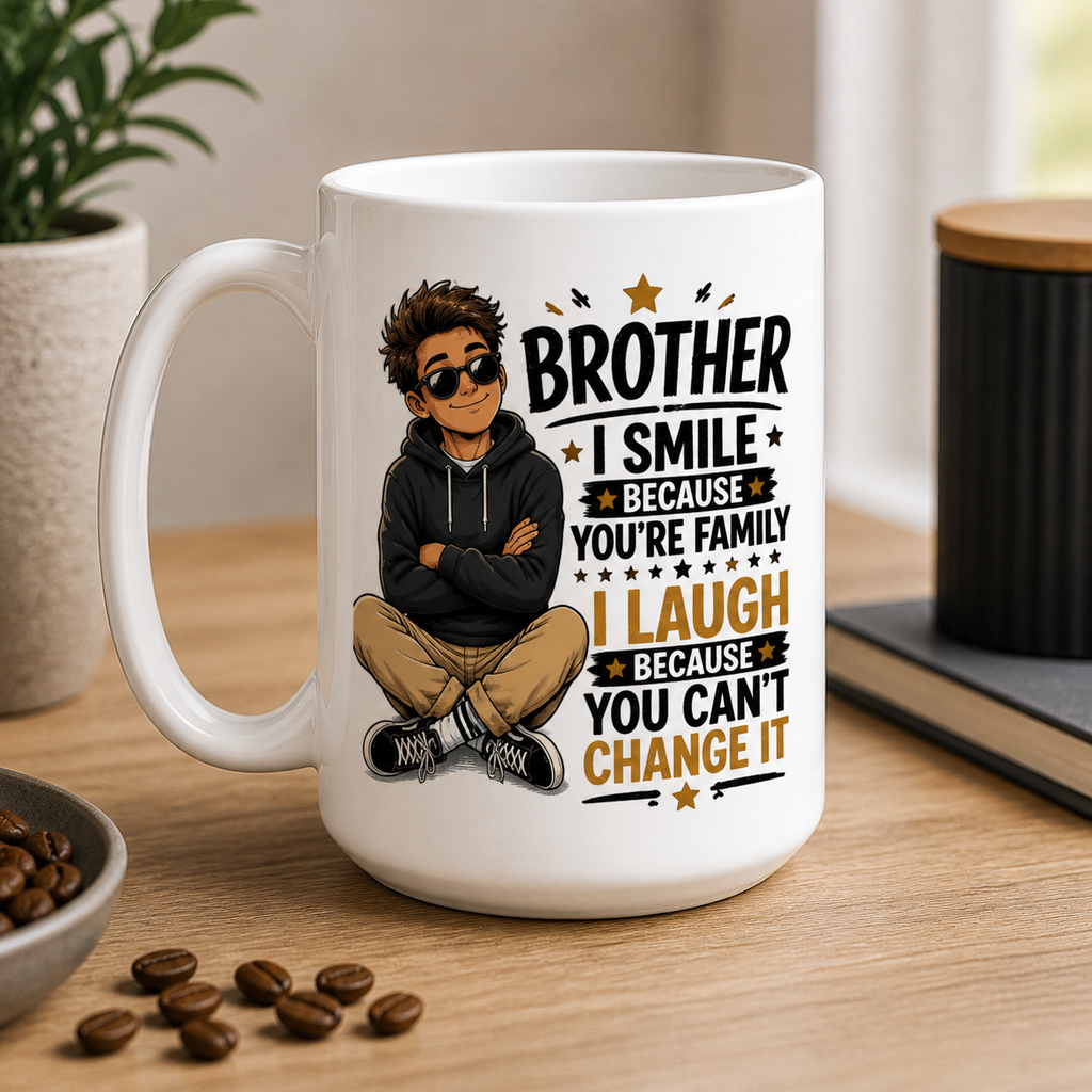 Brother I Smile Because You’re Family Funny Mug