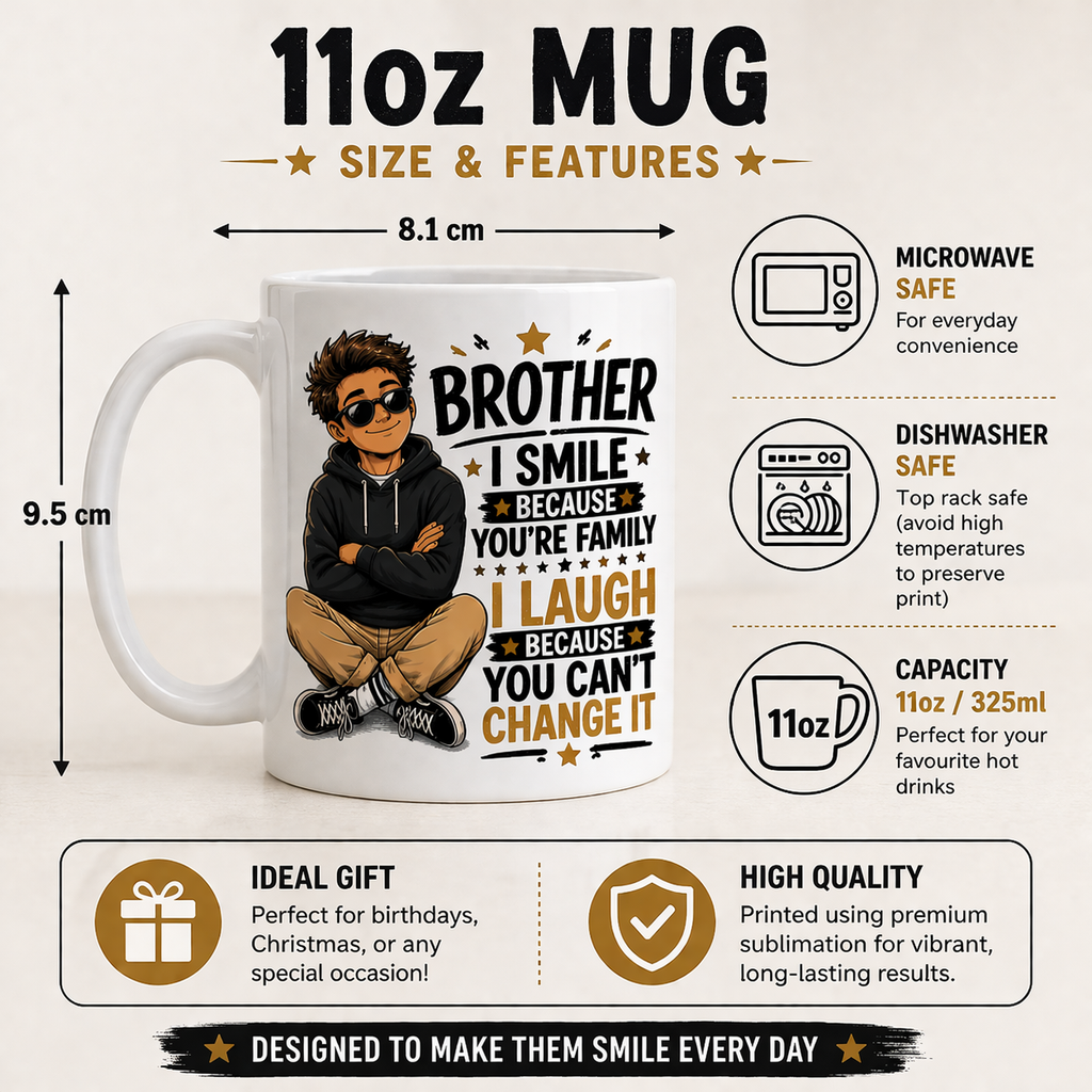 Brother I Smile Because You’re Family Funny Mug