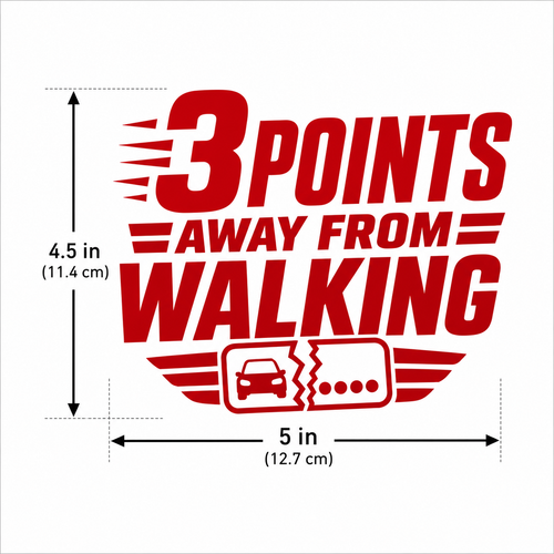 3 Points Away From Walking | Funny UK Driver Car Decal | Rear Window Vinyl Sticker | 4.5 x 5 Inch Permanent Vinyl