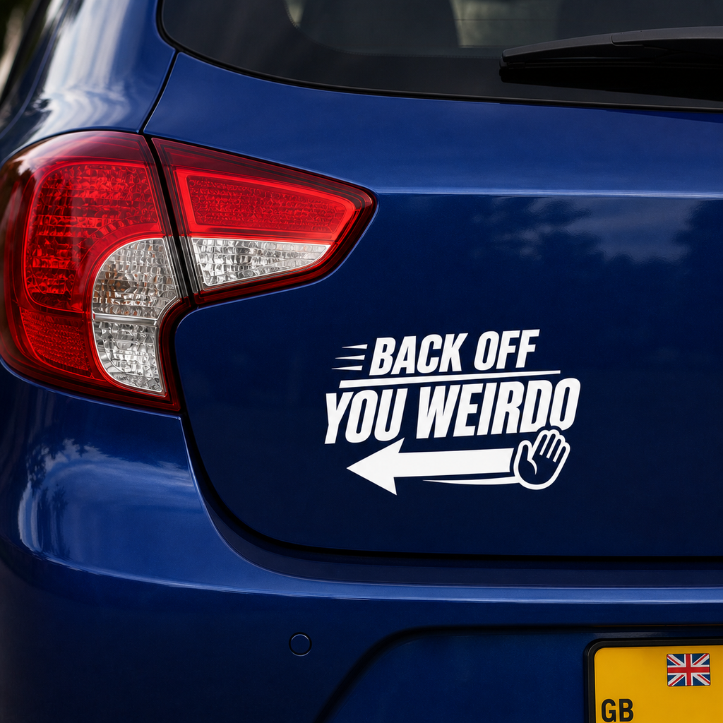 Back Off You Weirdo | Funny Vinyl Car Decal | Available in Black, White or Red | 4.2 x 6.75 Inch Permanent Vinyl